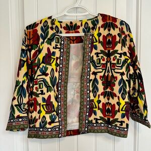 Bold Patterned Cropped Boxy Jacket